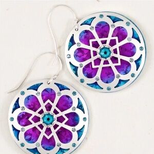 Holly Yashi Retired Vibrant Purple & Teal Cutout Niobium Drop Earrings